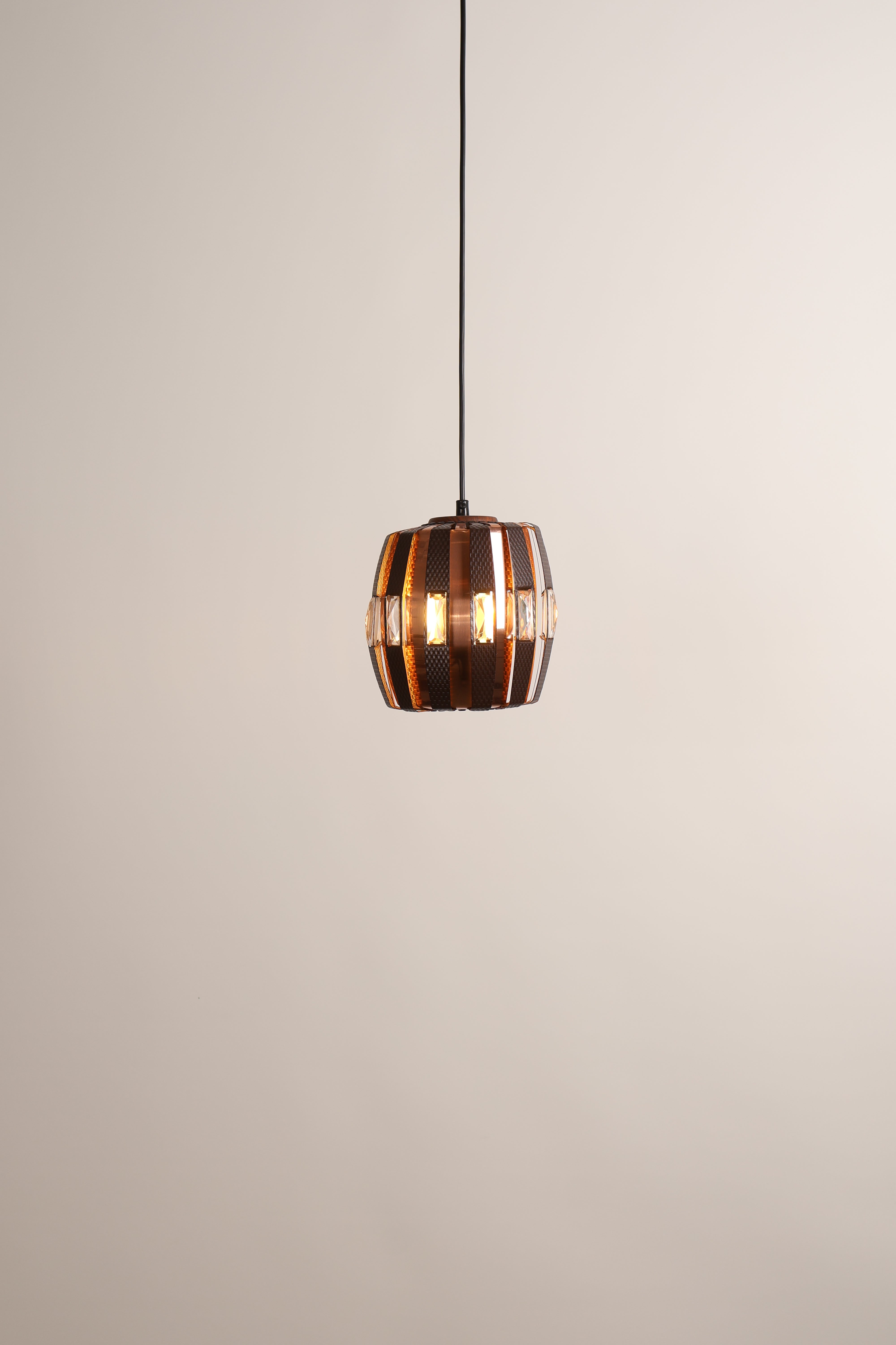 Deckenlampe von Werner Schou, Kupfer, Glas, 70er, Dänemark