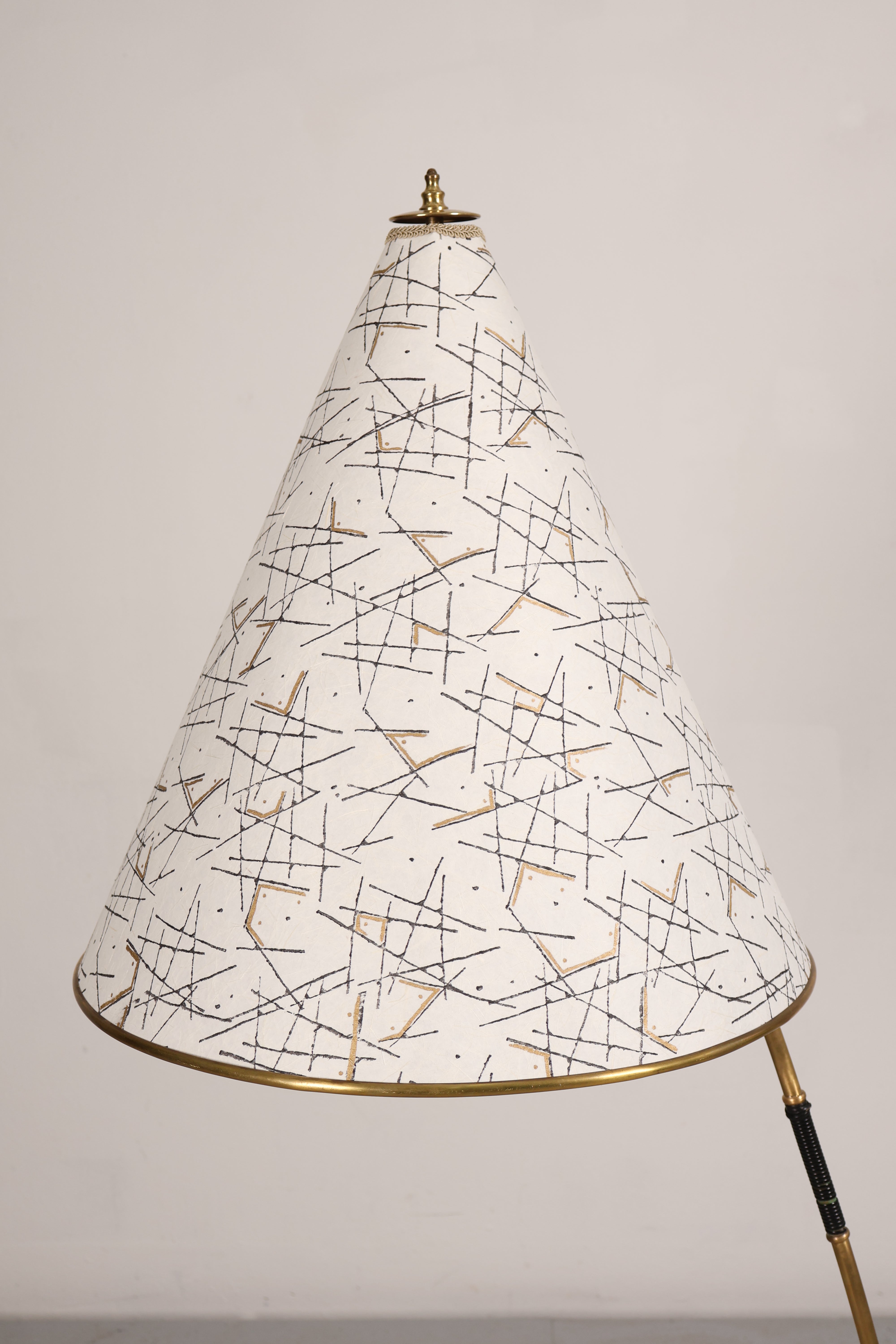 Stehlampe von Hexenhut, Messing, 50er, Deutschland