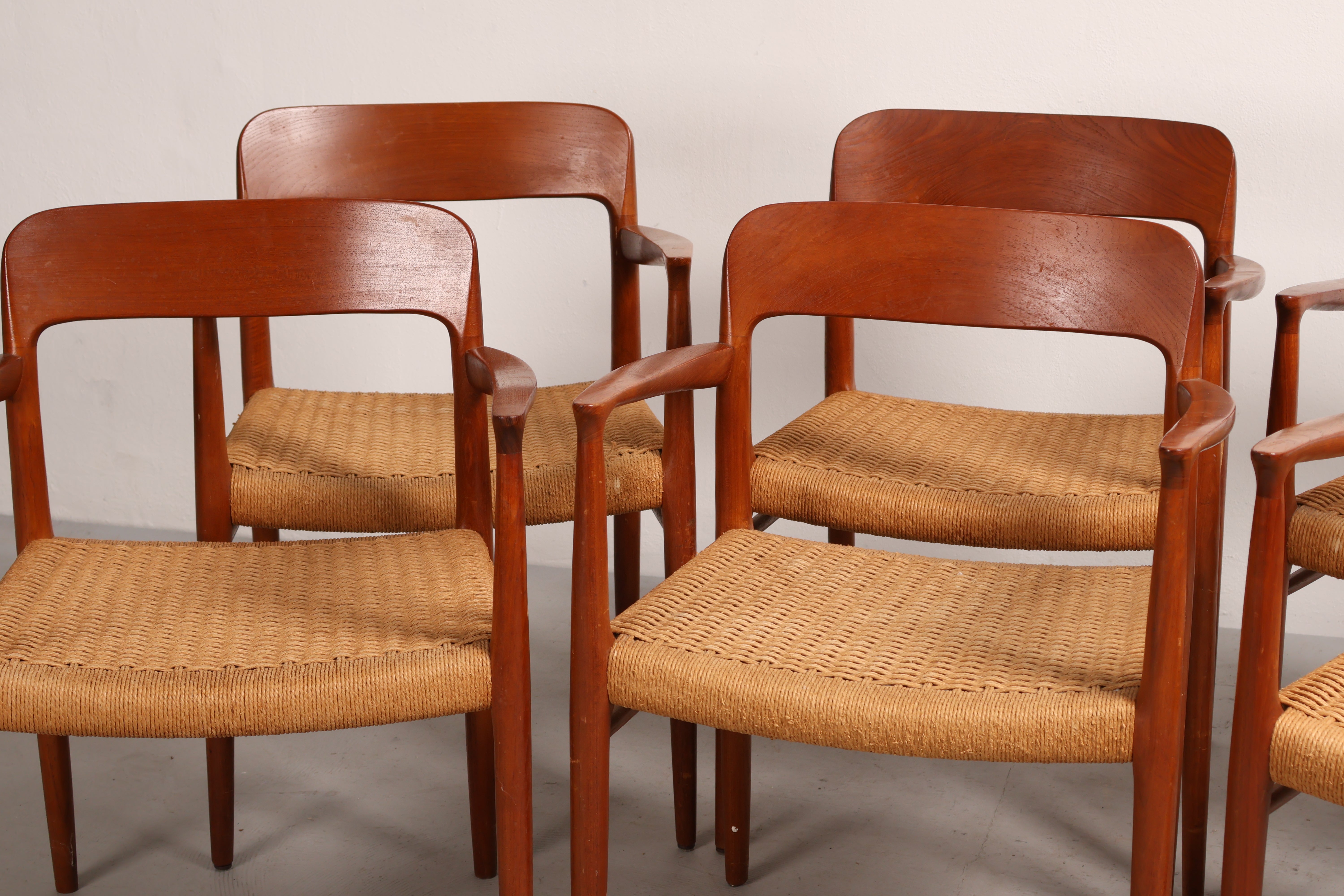 Stuhl „Modell 56“ von Niels Otto Møller, Teak, Papierkordel, 60er, Dänemark