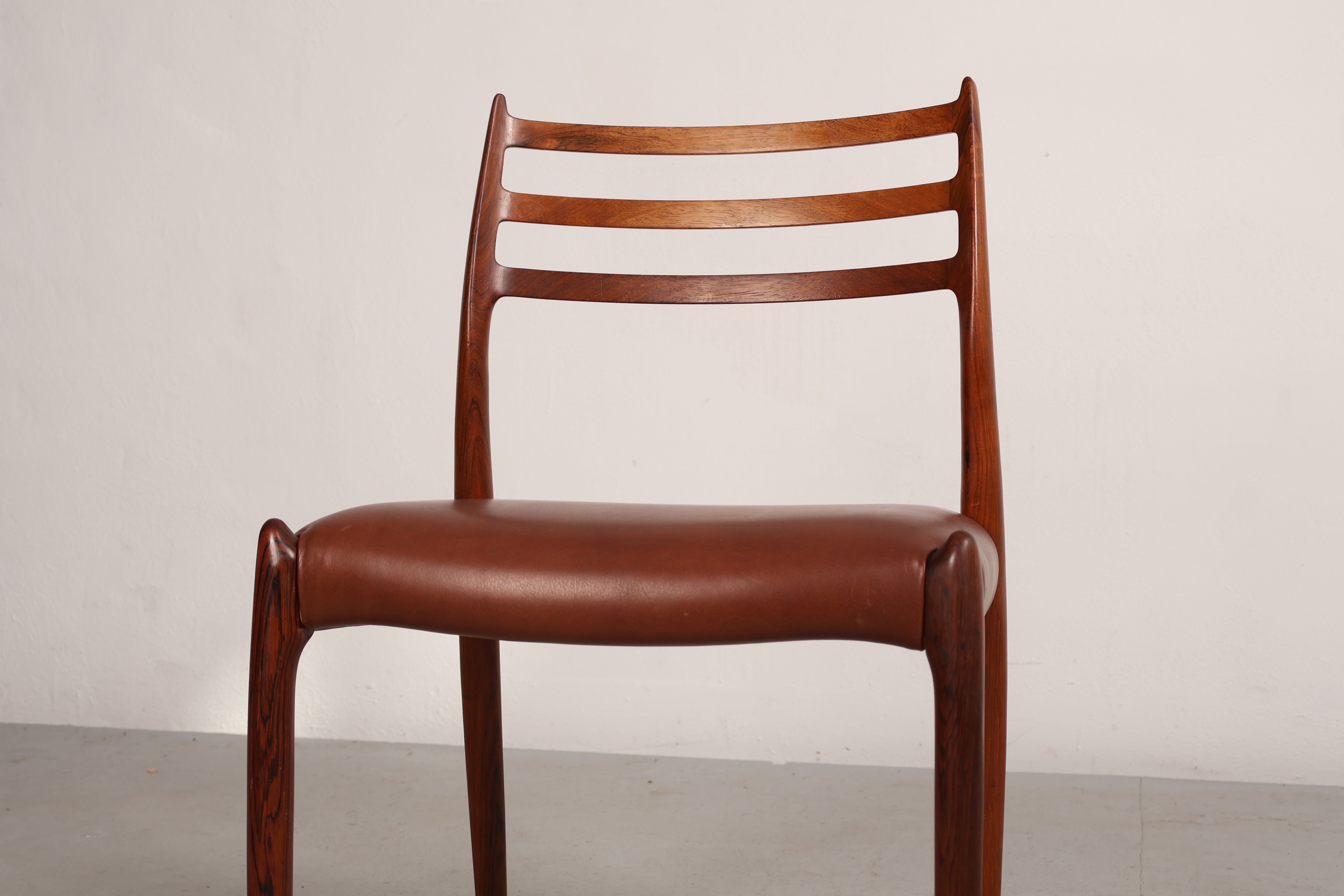 Stuhl „Modell 78“ von Niels Otto Møller, Palisander, Leder, 60er, Dänemark