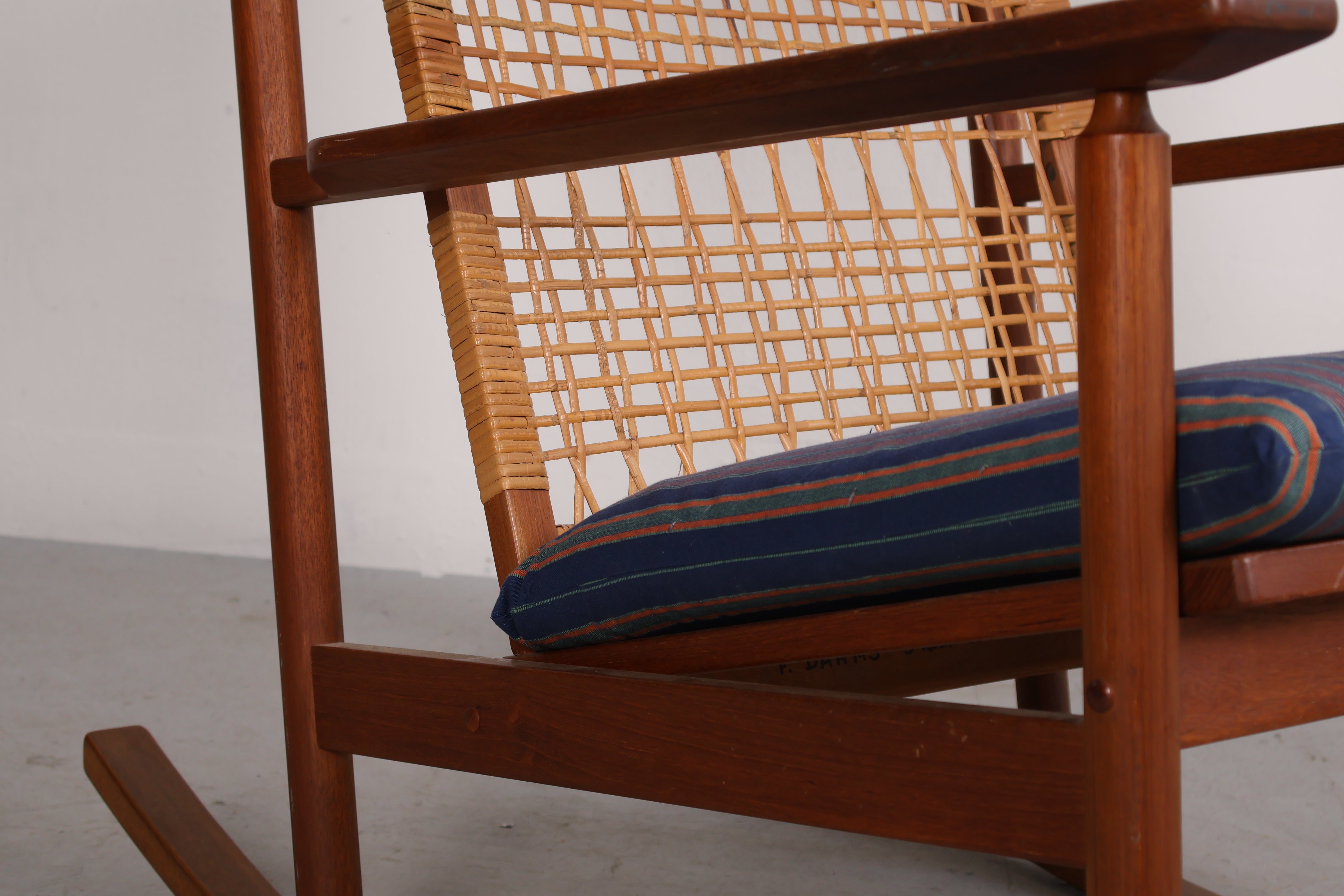 Schaukelstuhl von Jul Kristensen, Teak, Papierkordel, 60er, Dänemark